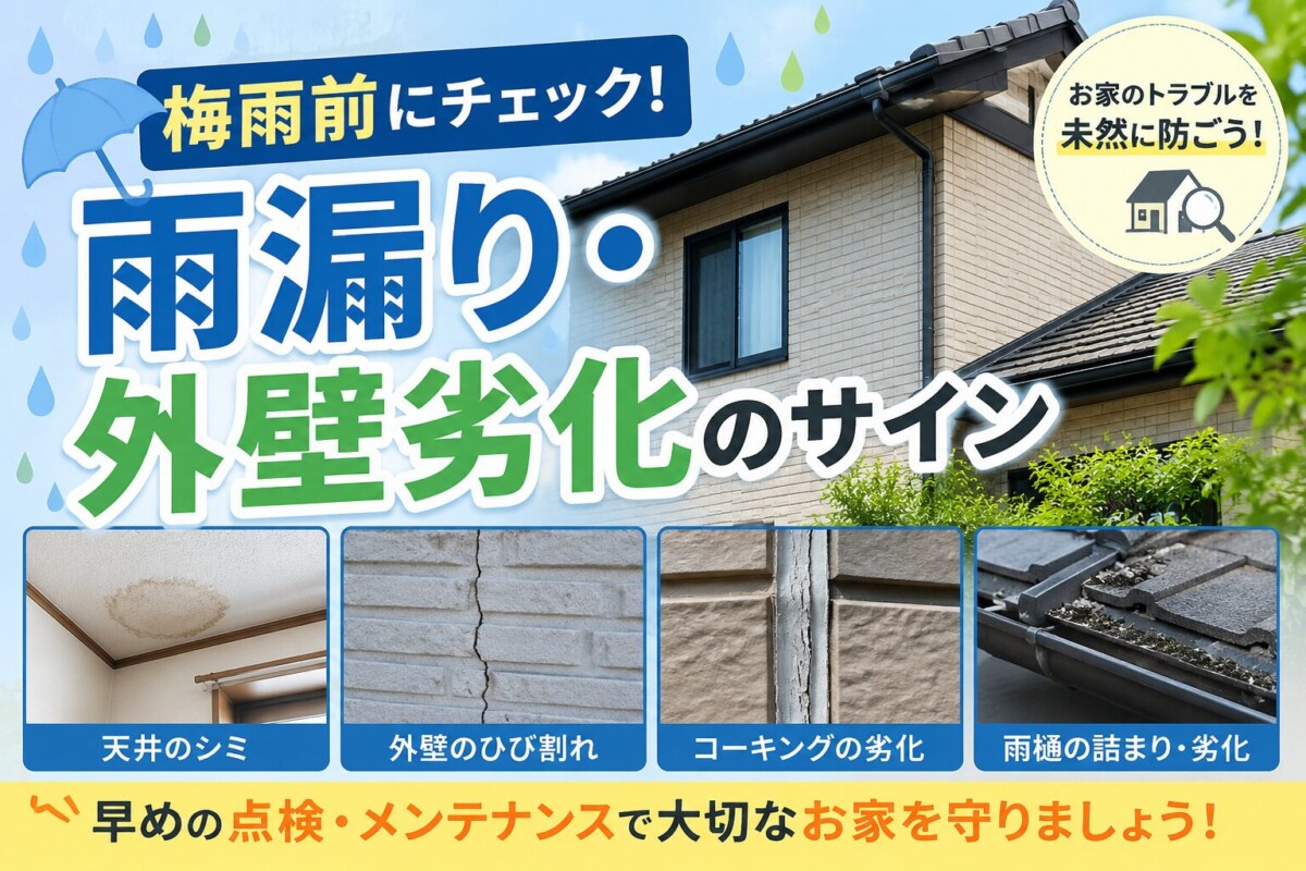 梅雨前にチェック！雨漏り・外壁劣化のサイン