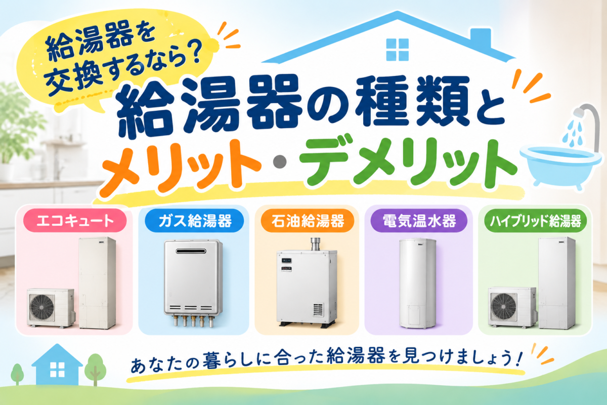 給湯器を交換するなら?給湯器の種類とメリット・デメリット